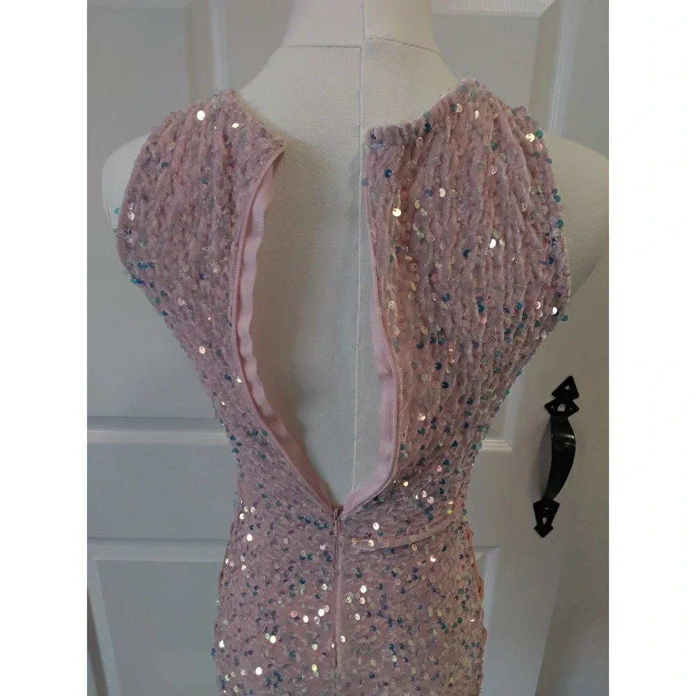 Pink Sequin Lace Up Cut Out Bodycon Mini Dress Club‎ Party